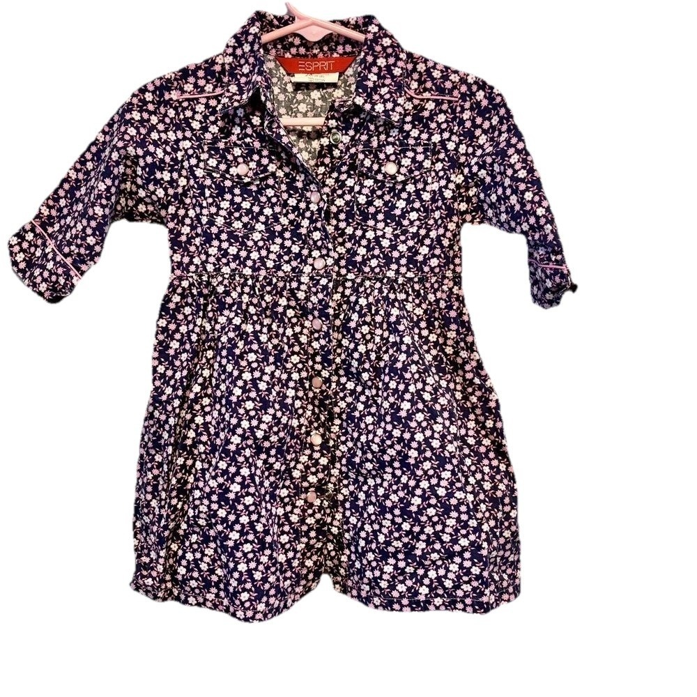 VTG Esprit 24M Western Baby Dress Pearl Snap Cottagecore Dainty Floral Prairie‎